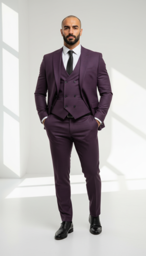 Men's 3 Piece Suit in Rich Purple color for Formal Wedding Events
