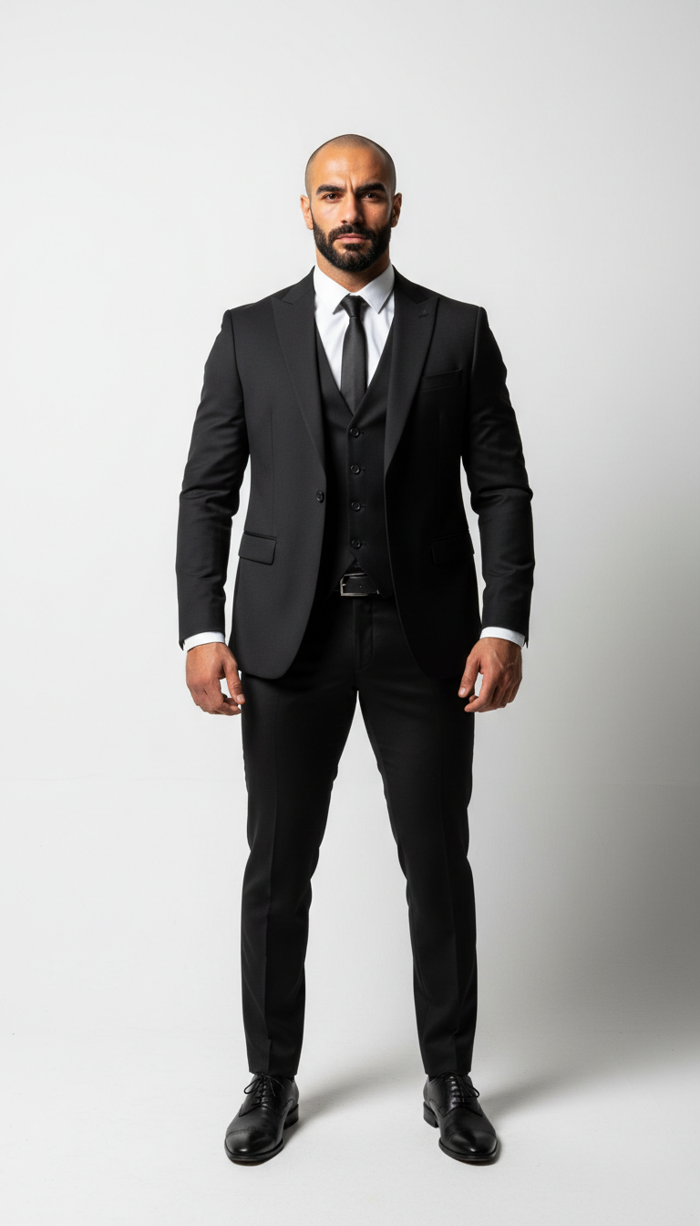 Men’s 3 piece black suits for Formal Wedding Events