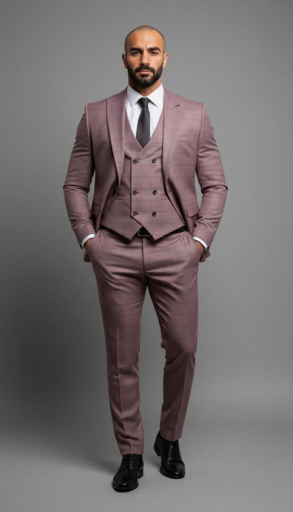 Men's 3 piece soft Pink suit for Formal Wedding Events