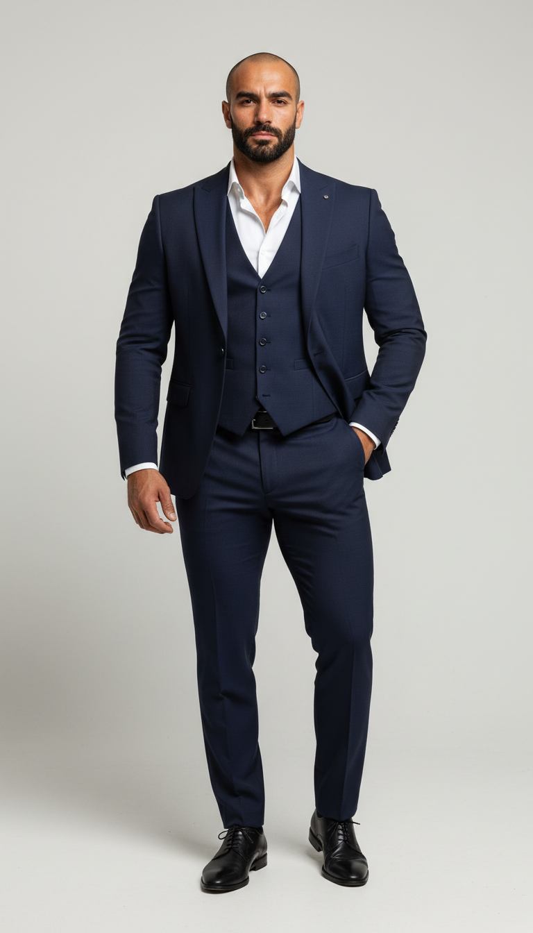 Men’s 3 piece Royal Blue suit for Formal Wedding Events