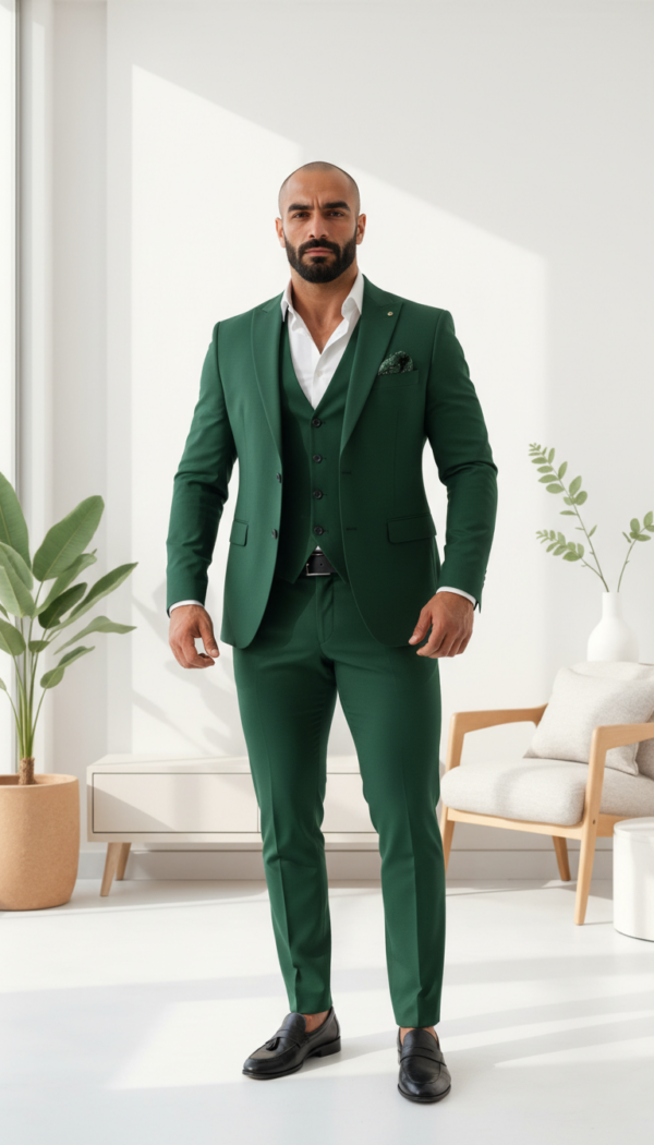 Men's 3 piece Royal Green suit for Formal Wedding Events
