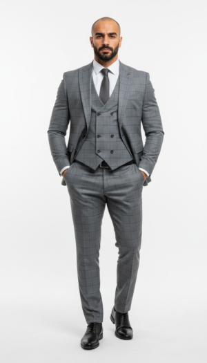 Men's 3 piece lite grey suit for Formal Wedding Events
