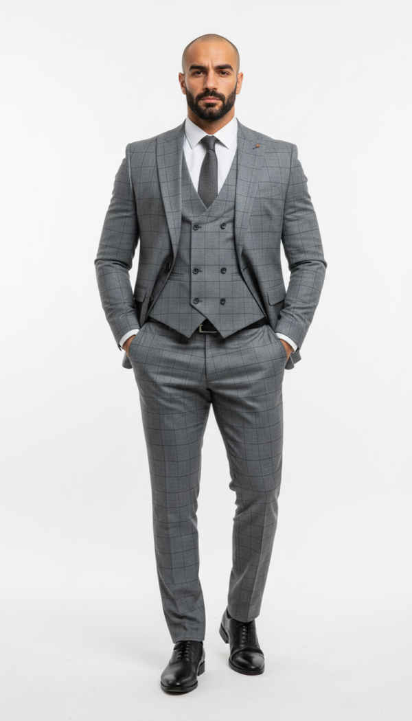 Men's 3 piece lite grey suit for Formal Wedding Events