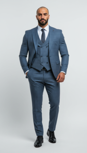 Men's 3 piece Blue suit for Formal Wedding Events