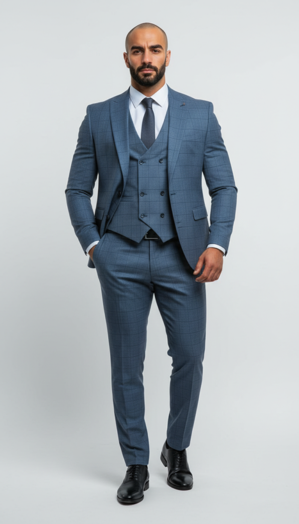 Men's 3 piece Blue suit for Formal Wedding Events