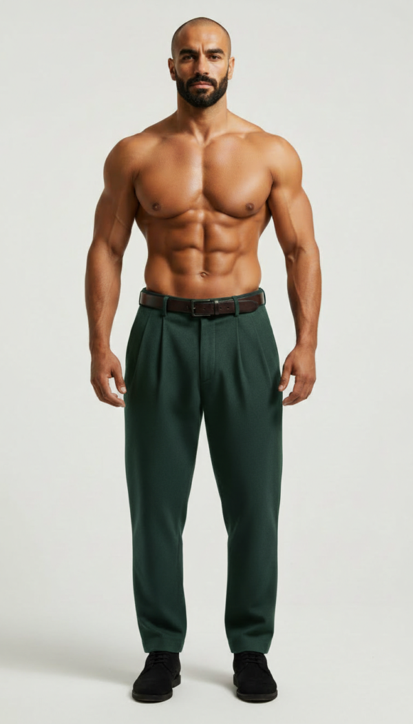 Luxury Forest Green Pleated Dress Pants | Resort Collection