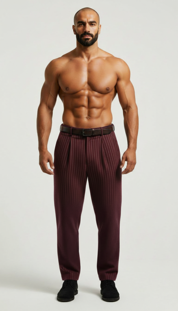 Burgundy pinstripe pants / Trousers | Pinstripe Series