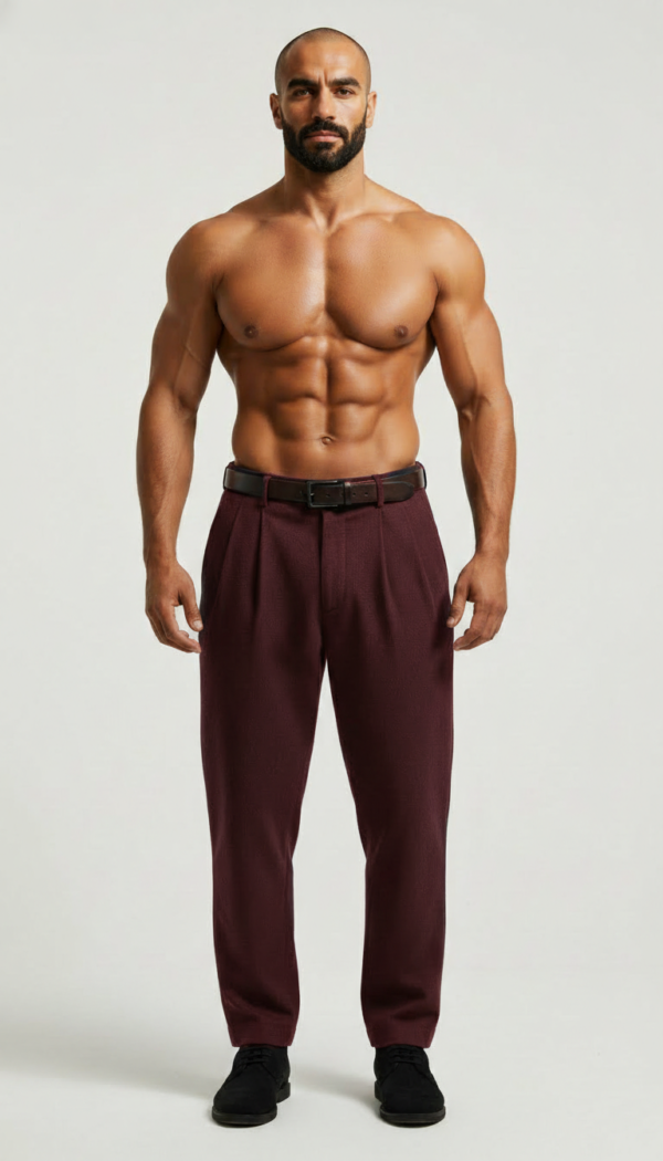 burgundy-pleated-dress-pants Luxury Burgundy Pleated Dress Pants | Resort Collection