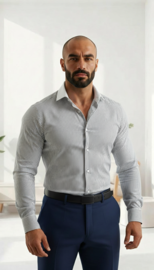 Formal White Pinstripes Shirt (Slim / Modern Fit)