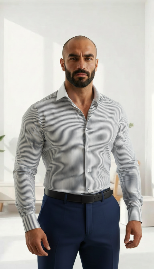 Formal White Pinstripes Shirt (Slim / Modern Fit)